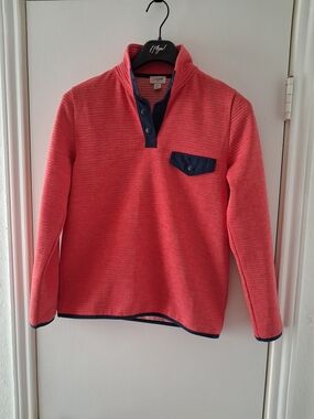 J. Crew Coral Pink Top with Navy Trim